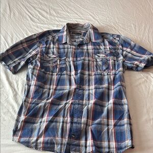 7 Diamond Blue and Red Plaid Shirt